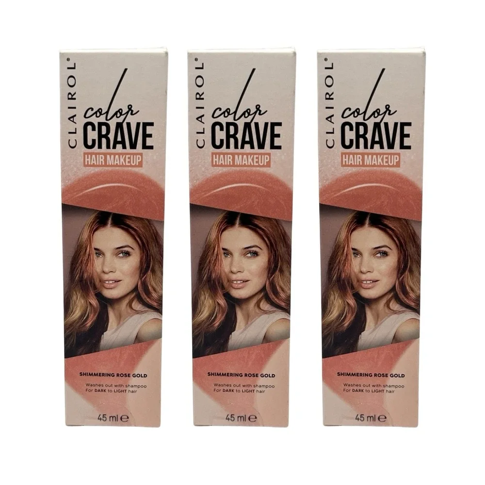 Clairol Color Crave Hair Makeup Shimmering‎ Rose Gold 45ml Temporary Lot of 3